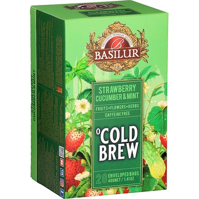 BASILUR Cold Brew Strawberry Cucumber & Mint ovocný čaj 20 vrecúšok
