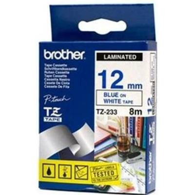 BROTHER TZE-233, bílá/modrá, 12mm, TZE233