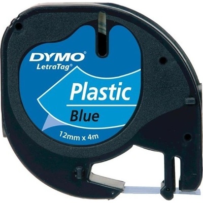 Dymo originál páska do tlačiarne štítkov, Dymo, S0721650, čierny tlač/modrý podklad, 4m, 12mm, LetraTag plastová páska