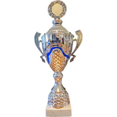 Kovový pohár s poklicí Stříbrno-modrý 41,2 cm