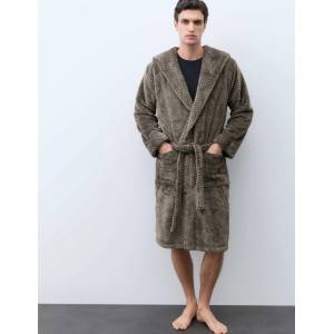 Marks & Spencer Fleece халат със структура Marks & Spencer сива Marks & Spencer | Siv | МЪЖЕ | S