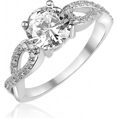 Meucci Stříbrný prsten se zirkony a s pletením SR192