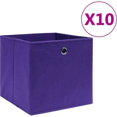 VidaXL Úložné boxy 10 ks netkaná textilie 28 x 28 x 28 cm fialové