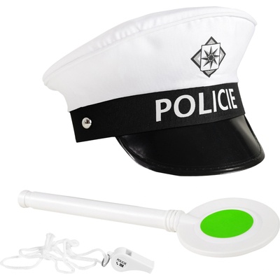 Rappa Театрален комплект Rappa - Полицай, с шапка, палка и свирка, бял (221499)