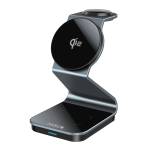 Dviced 3-in-1 Magnetic Qi2 wireless charger stand w cable, wall charger - Tarnish gray (DV230009) - istyle