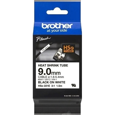 Zmršťovacia bužírka BROTHER HSE221E čierny tlač/biely podklad (9mm) 1,5m