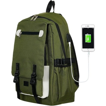 ZIZITO Раница с вграден usb порт, маслено зелено