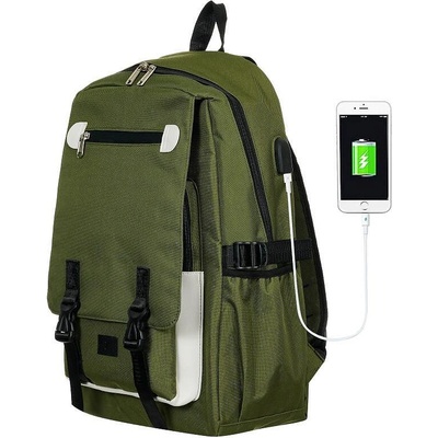 ZIZITO Раница с вграден usb порт, маслено зелено