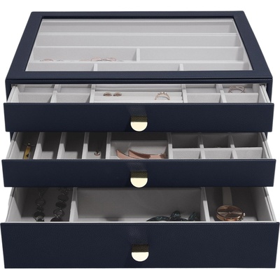 Stackers Ковчеже за бижута Stackers Pebble с 3 чекмеджета supersize морскосиньо (75915)