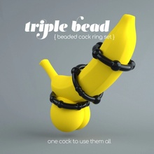Crushious Triple Bead Black, sada 3 ks elastických erekčných krúžkov