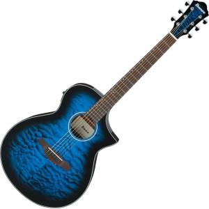 Ibanez AEWC16QA-TLH Transparent Blue Sunburst Електро-акустична китара Джъмбо