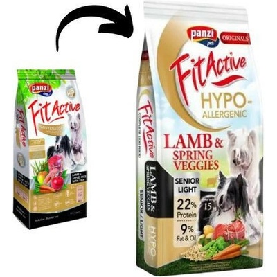 Panzi FitActive ORIGINALS Senior & Light Hypoallergenic Lamb & Spring Veggies 2 x 15 kg