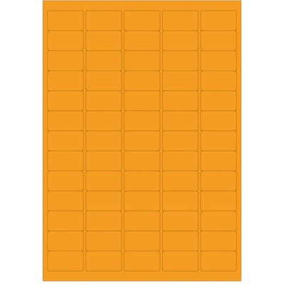 Print etikety 38x21,2 mm, oblé rohy, reflex. oranžové, 65ks/A4