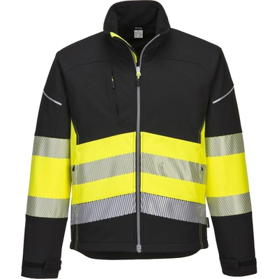 Portwest hi-vis pw375 / Светлоотразително софтшел яке - hv жълто/черно s (pw375bkys)