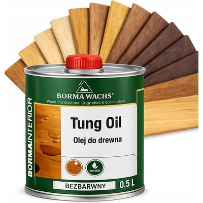 Tungový olej na dřevo 500 ml, tónovaný, na nábytek a pracovní desky BORMA WACHS 0.5 L