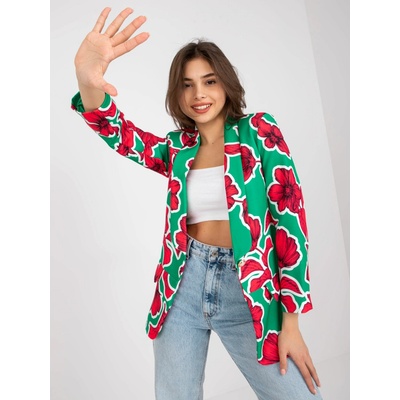 Italy Moda dámska kvetinová bunda NEONILA zelená a ružová DHJ-MA-15621-2.25X 384419