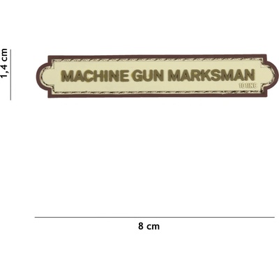 Gumová nášivka 101 Inc nápis Machine Gun Marksman - coyote