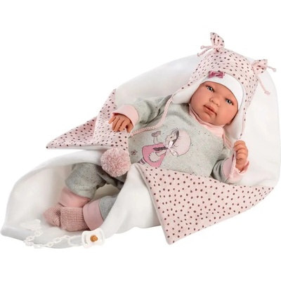 Llorens 84460 NEW BORN realistická miminko se zvuky a měkkým látkovým tělem 44 cm