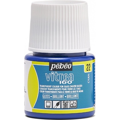 Pébéo Napaľovacia farba na sklo Vitrea 160 45 ml 22 Cyan