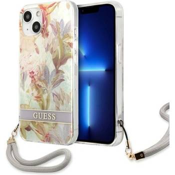 GUESS Кейс Guess GUHCP13SHFLSU за iPhone 13 mini 5.4", лилав, твърд, Flower Strap (GUE001990-0)