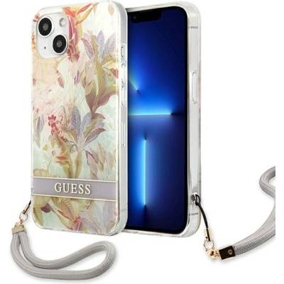 GUESS Кейс Guess GUHCP13SHFLSU за iPhone 13 mini 5.4", лилав, твърд, Flower Strap (GUE001990-0)