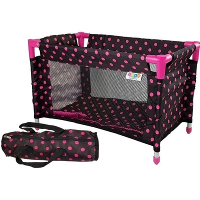 LEAN Toys Alice Black s růžovou postýlkou pro panenky – Sleviste.cz