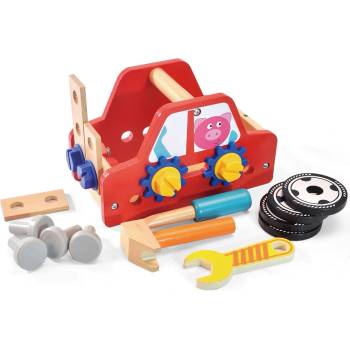 Acool Toy Дървен комплект Acool Toy - Кола за сглобяване, с болтчета и гайки (ACT18)