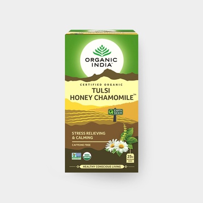 Organic India BIO Čaj Tulsi Med a heřmánek sáčkový 18 ks