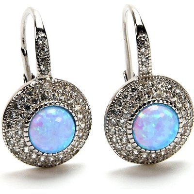 Nubis stříbrné náušnice s opálem a zirkony NB-3478-OP17