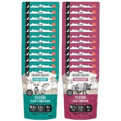 Wiejska Zagroda Monoproteinové Filetky Mix chutí Divočák s krůtím a Jelen s tuňákem 24x280 g