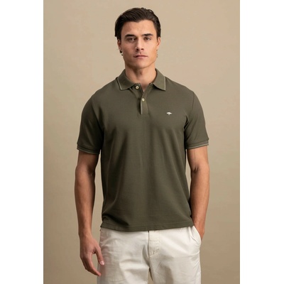 Pánska kaki premium cotton polokošeľa s detailom na límci Fynch