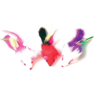 Zolux chrastící myška s peříčky - 3 ks v balení