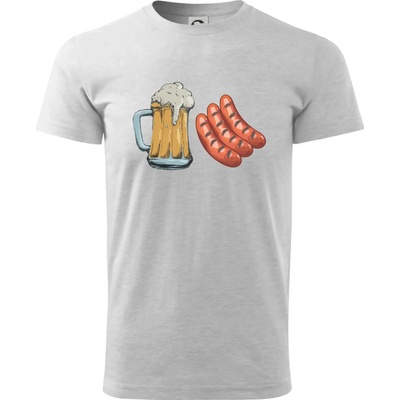 Pivo a klobása tričko Svetlosivý melír