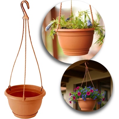 Nohel Garden květináč závěsný AGRO s podmiskou plastový terakota 18 cm