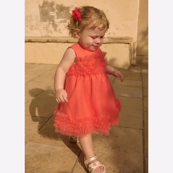 Abel & Lula Тюлена рокля за бебе момиче в цвят червен мак Abel&Lula