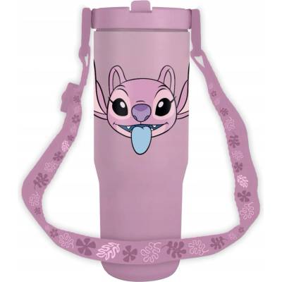 Lilo & Stitch termohrnek Angel pro děti 850 ml se šňůrkou růžový