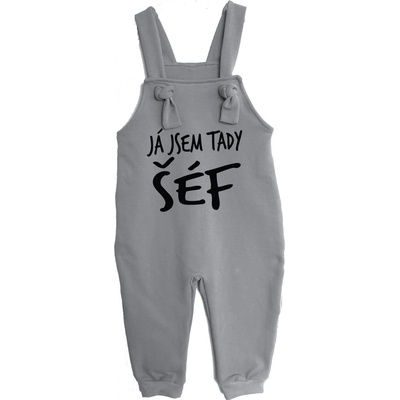 Mothylic for Kids Dětské rostoucí lacláče Já jsem tady šéf! látky šedá