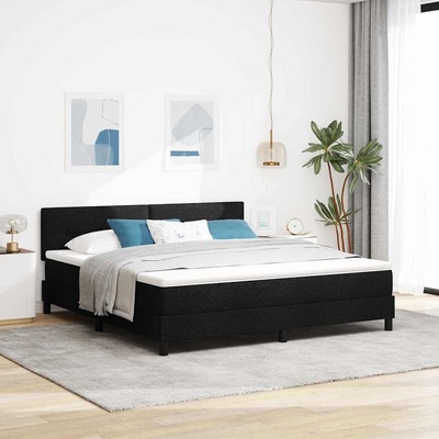 Postel s boxspringem s čelo Černý 200 x 180 cm textil