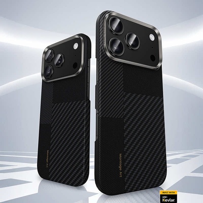 Benks Кевларен кейс с MagSafe за iPhone 17 Pro Max - Benks Montage Magnetic Armor Air Kevlar Metal Frame Case 600D and 1500D (черен) (MB70)