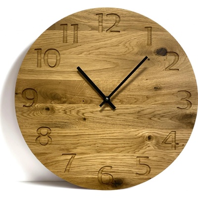 Karls Design Dubové nástenné hodiny Slim 30 cm čierna bez gravírovania