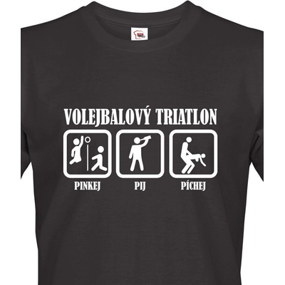 Bezvatriko pánské tričko Volejbalový triatlon Canvas pánské tričko s krátkým rukávem 1271 Černá