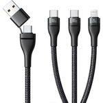 Baseus Универсален USB-C кабел с Lightning и 2X USB-C конектори, 100W (150cм) - Baseus Data Cable Flash Series 3 (черен) (P10377501111-00)