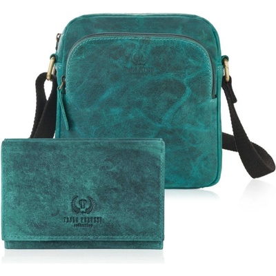 Paolo Peruzzi dámsky set crossbody taška a peňaženka ZUP-74-GR zelená ZUP-74-GR