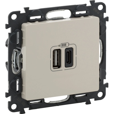 Legrand valena life 2xusb socket type a+c 5v 15w cream (753206l)