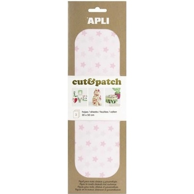 APLI Cut&Patch papír 30 x 50 cm - Hvězdičky růžový pastel 3 ks