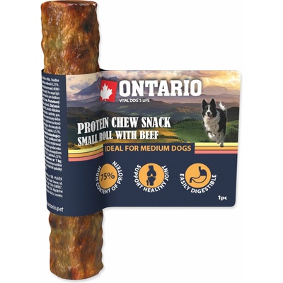 ONTARIO Protein žuvacie pamlsok malá rolka s hovädziem 12,7 cm