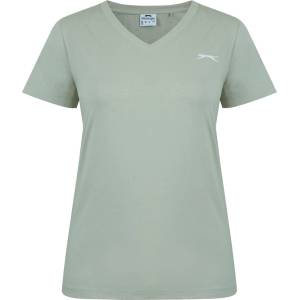 Slazenger Дамска тениска Slazenger Ladies V Neck Tee Shirt - Moss Green