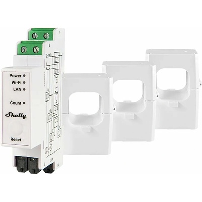 Shelly Pro 3EM 400A biela / Trojfázový merač spotreby / BT 4.2 / WiFi (Pro3EM-400)