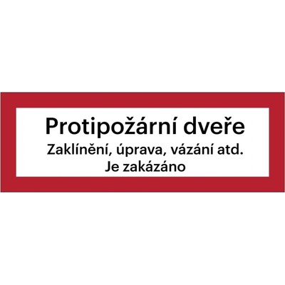 Bezpečnostní požární značení, ''Protipožární dveře'' s dodatkem, – luminiscenční fólie, 297×105 mm
