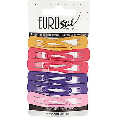 Sponky do vlasov pukačky Eurostil ProProfessional fesional - 5 cm, farebné - 12 ks (07455)